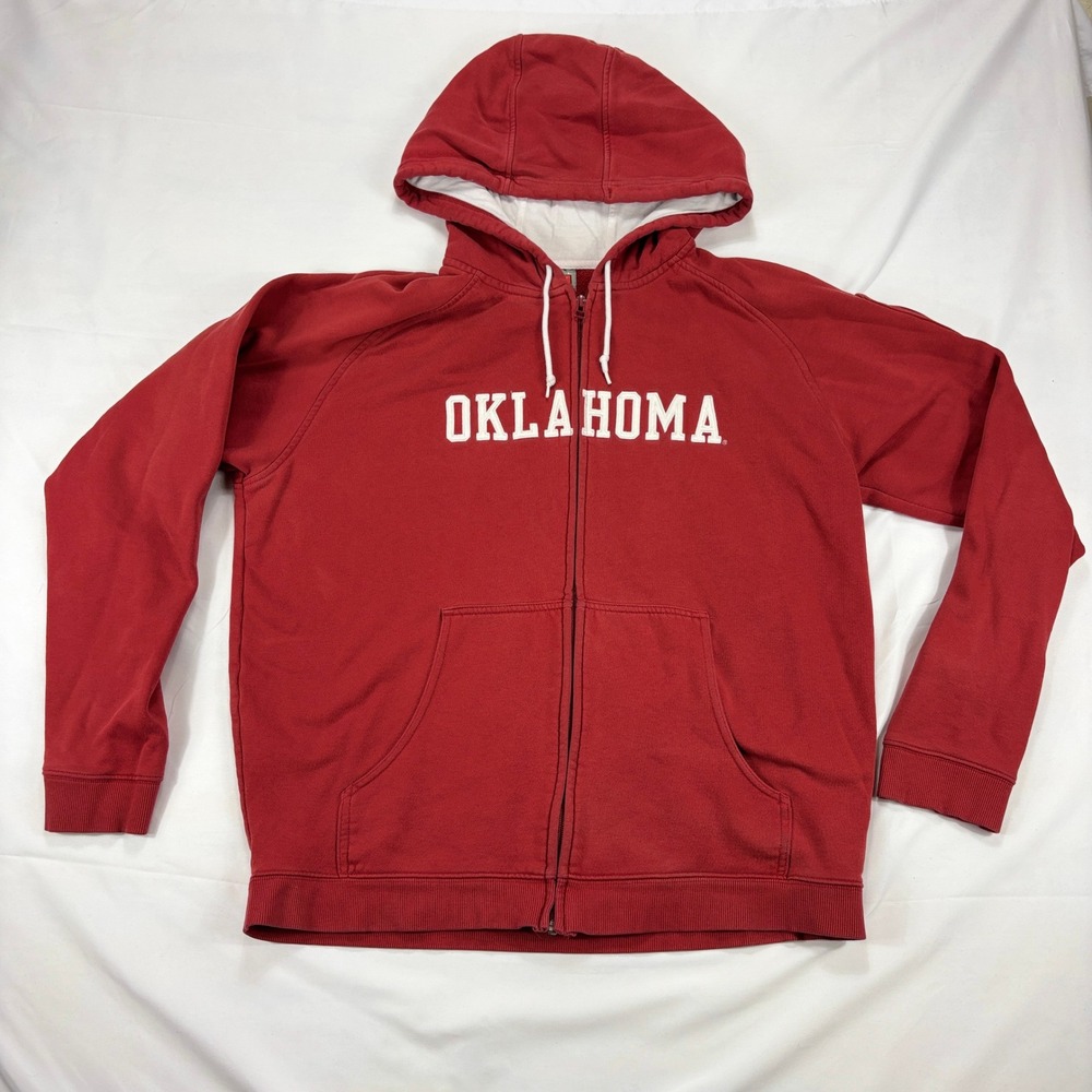 Vintage Nike Oklahoma Sooners Hoodie Mens Large Red‎ White Full Zip Y2K Tag